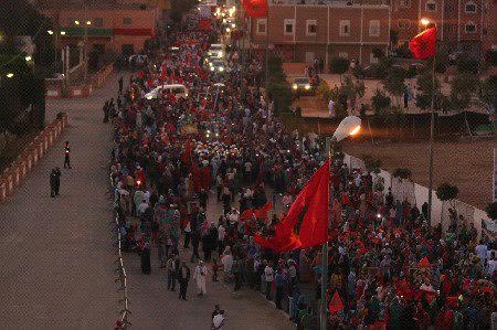 Grande manifestation à Laayoune réclamant le départ de la MINURSO du Sahara Occidental 