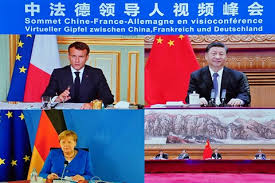 Entretien en visioconférence entre Merkel, Macron et Xi Jinping